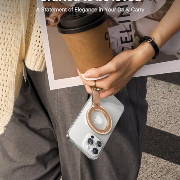 NEW Premium Leather Magnetic Phone Grip for MagSafe Adjustable Phone Ring - Picture 7 of 9